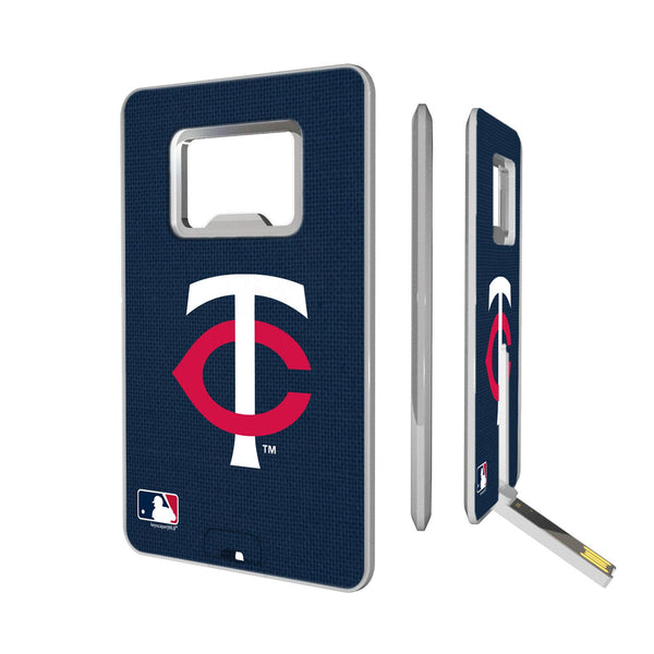 Minnesota Twins Twins Solid Credit Card USB Drive with Bottle Opener 16GB
