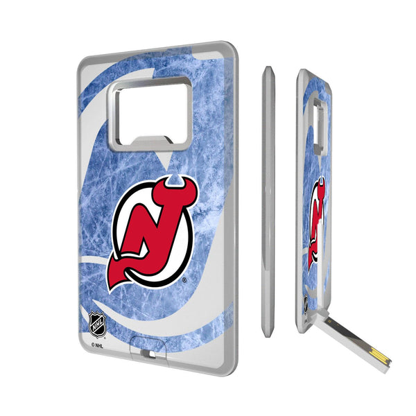 New Jersey Devils Ice Tilt Credit Card USB Drive with Bottle Opener 32GB