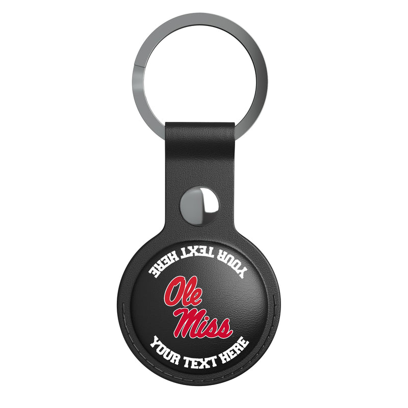 University of Mississippi Rebels Personalized Insignia AirTag Black Airtag Holder Flat.Jpg