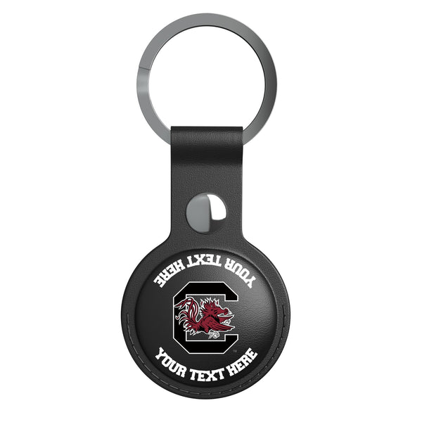 University of South Carolina Gamecocks Personalized Insignia AirTag Black Airtag Holder Flat.Jpg