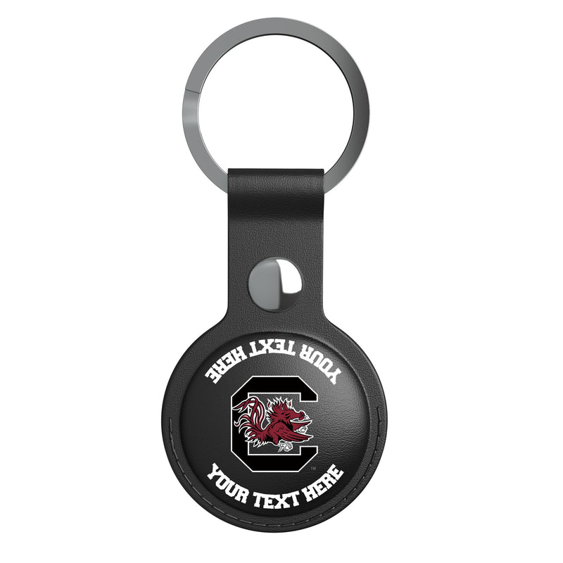University of South Carolina Gamecocks Personalized Insignia AirTag Black Airtag Holder Flat.Jpg