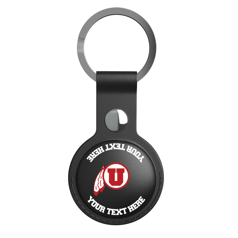 University of Utah Utes Personalized Insignia AirTag Black Airtag Holder Flat.Jpg