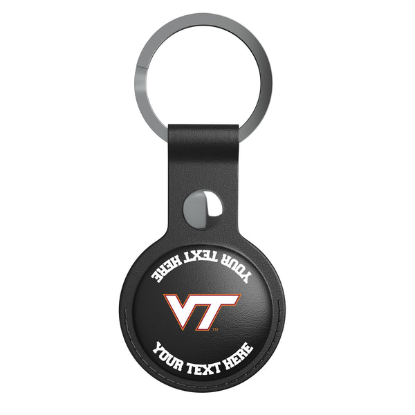 Virginia Tech Hokies Personalized Insignia AirTag Black Airtag Holder Flat.Jpg
