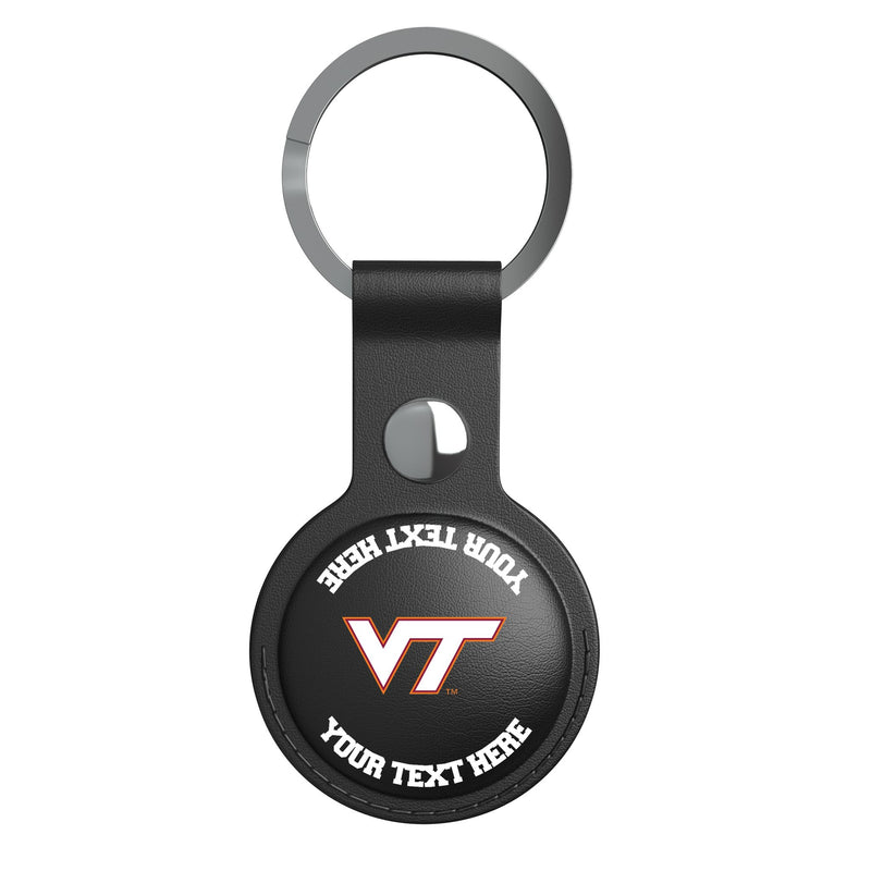 Virginia Tech Hokies Personalized Insignia AirTag Black Airtag Holder Flat.Jpg