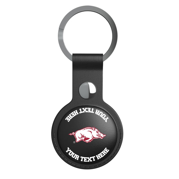University of Arkansas Fayetteville Razorbacks Personalized Insignia AirTag Black Airtag Holder Flat.Jpg
