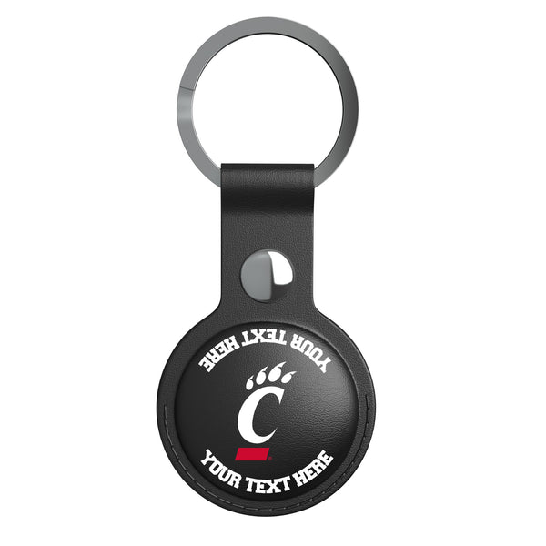 University of Cincinnati Bearcats Personalized Insignia AirTag Black Airtag Holder Flat.Jpg
