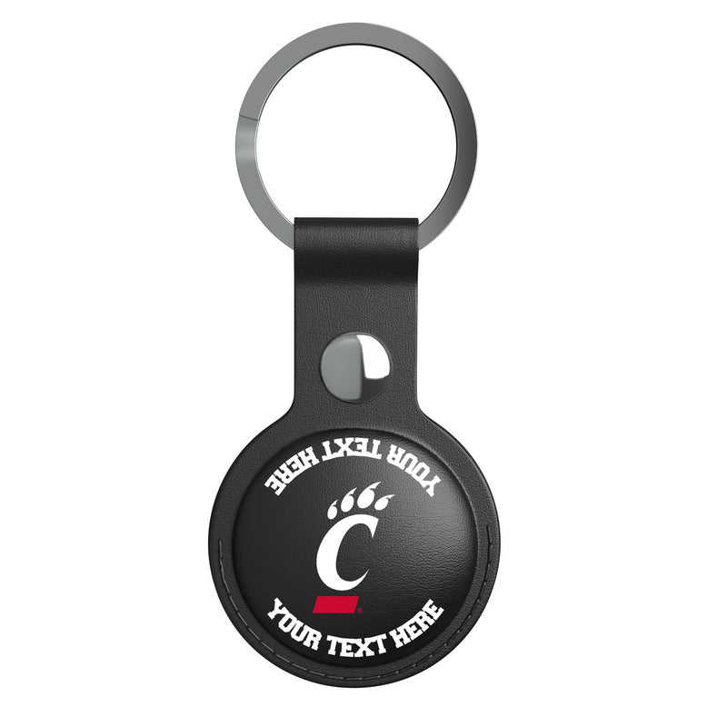University of Cincinnati Bearcats Personalized Insignia AirTag Black Airtag Holder Flat.Jpg