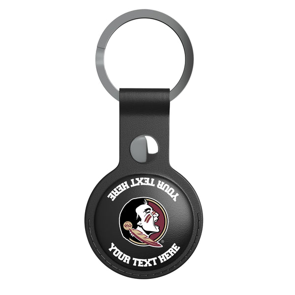 Florida State University Seminoles Personalized Insignia AirTag Black Airtag Holder Flat.Jpg