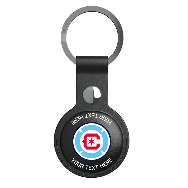 Chicago Fire Personalized Insignia AirTag Black Airtag Holder Flat.Jpg