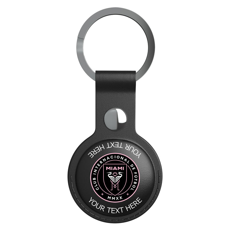 Inter Miami CF Personalized Insignia AirTag Black Airtag Holder Flat.Jpg