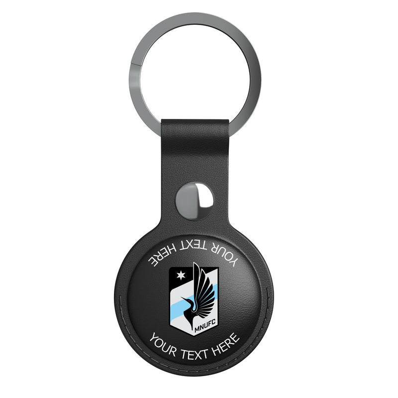 Minnesota United FC Personalized Insignia AirTag Black Airtag Holder Flat.Jpg