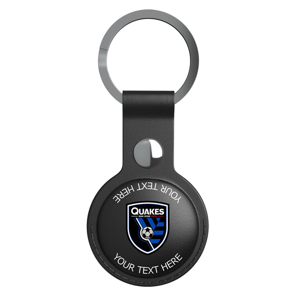 San Jose Earthquakes Personalized Insignia AirTag Black Airtag Holder Flat.Jpg