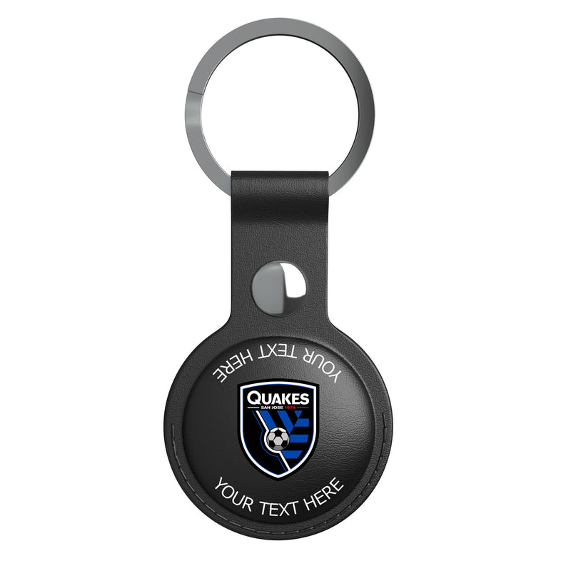 San Jose Earthquakes Personalized Insignia AirTag Black Airtag Holder Flat.Jpg