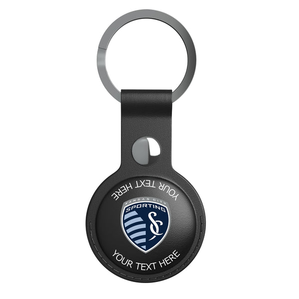 Sporting Kansas City Personalized Insignia AirTag Black Airtag Holder Flat.Jpg