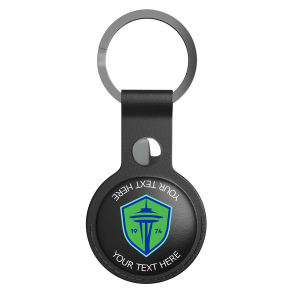 Seattle Sounders FC Personalized Insignia AirTag Black Airtag Holder Flat.Jpg