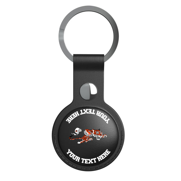 Cincinnati Bengals Historic Collection Personalized Insignia AirTag Black Airtag Holder Flat.Jpg