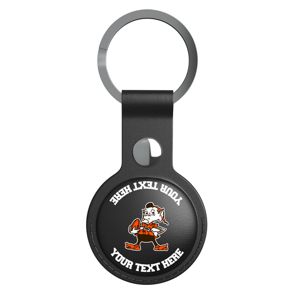 Cleveland Browns Historic Collection Personalized Insignia AirTag Black Airtag Holder Flat.Jpg