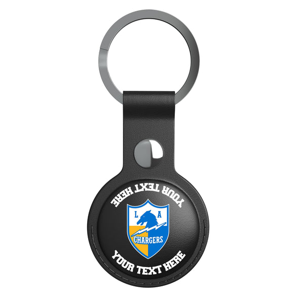 Los Angeles Chargers Historic Collection Personalized Insignia AirTag Black Airtag Holder Flat.Jpg