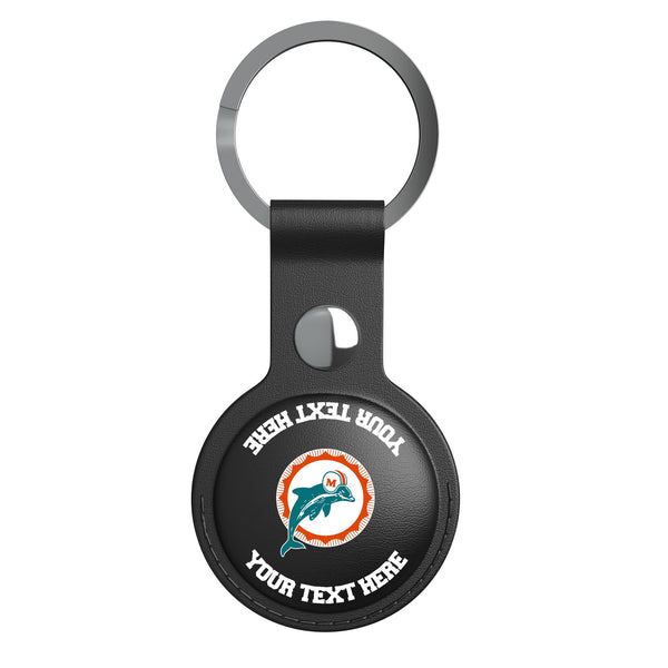 Miami Dolphins 1966-1973 Historic Collection Personalized Insignia AirTag Black Airtag Holder Flat.Jpg