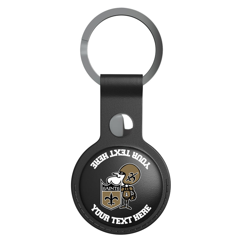 New Orleans Saints Historic Collection Personalized Insignia AirTag Black Airtag Holder Flat.Jpg