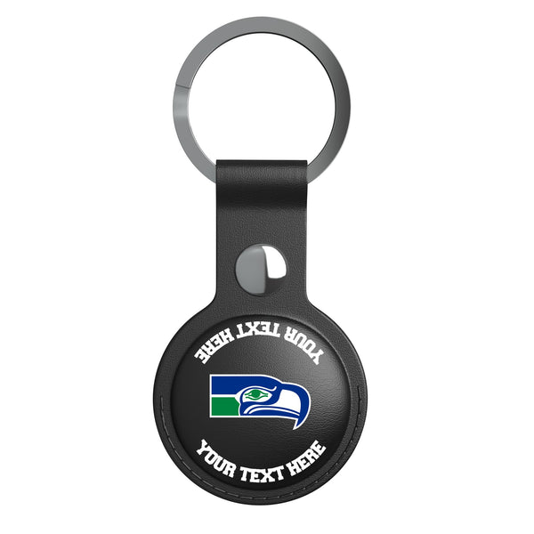 Seattle Seahawks Historic Collection Personalized Insignia AirTag Black Airtag Holder Flat.Jpg