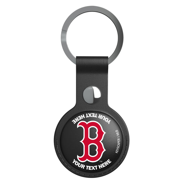 Boston Red Sox Personalized Insignia AirTag Black Airtag Holder Flat.Jpg