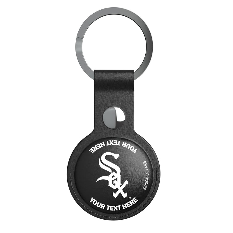 Chicago White Sox Personalized Insignia AirTag Black Airtag Holder Flat.Jpg