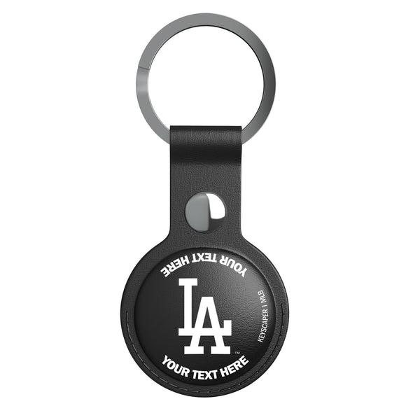 LA Dodgers Personalized Insignia AirTag Black Airtag Holder Flat.Jpg
