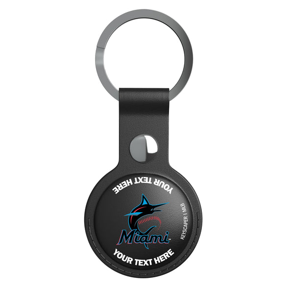 Miami Marlins Personalized Insignia AirTag Black Airtag Holder Flat.Jpg