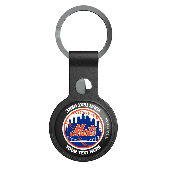 New York Mets Personalized Insignia AirTag Black Airtag Holder Flat.Jpg