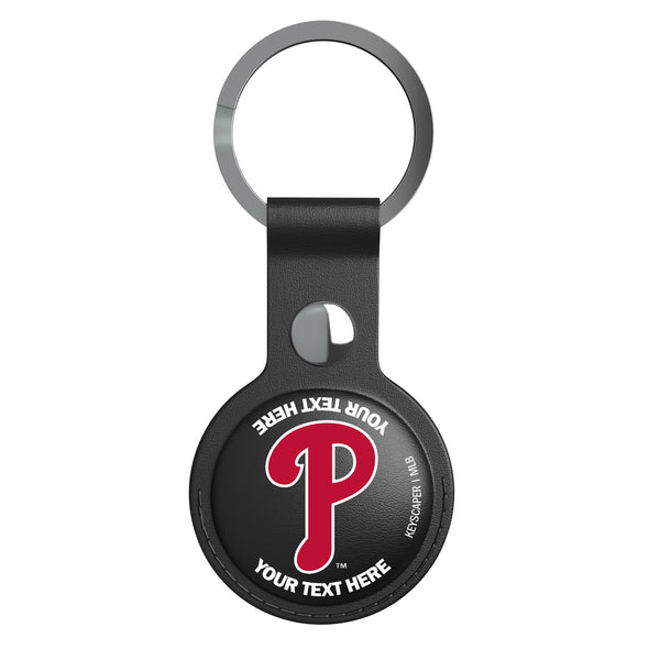 Philadelphia Phillies Personalized Insignia AirTag Black Airtag Holder Flat.Jpg