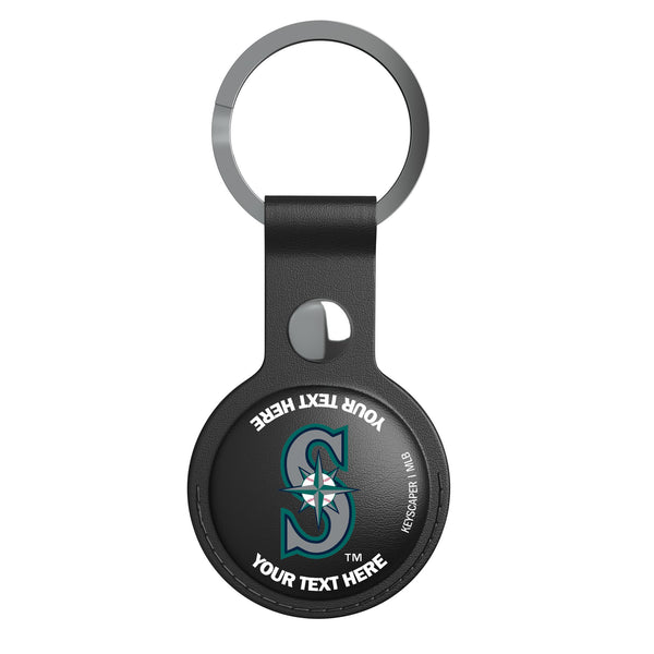 Seattle Mariners Personalized Insignia AirTag Black Airtag Holder Flat.Jpg