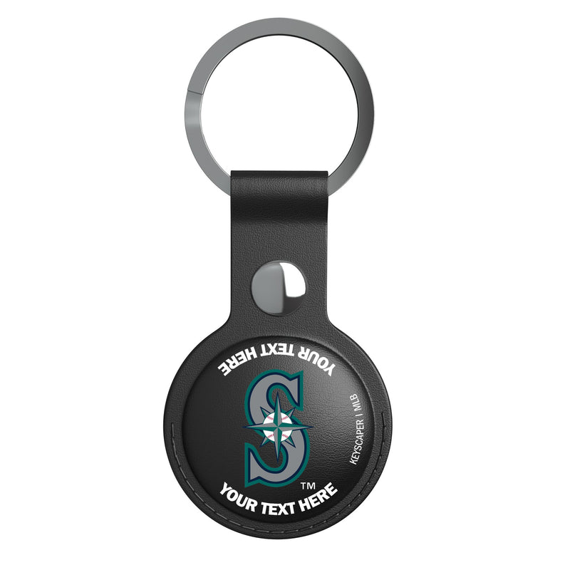 Seattle Mariners Personalized Insignia AirTag Black Airtag Holder Flat.Jpg