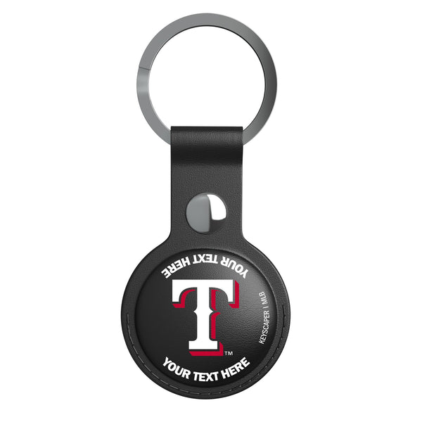 Texas Rangers Personalized Insignia AirTag Black Airtag Holder Flat.Jpg