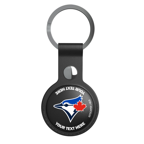 Toronto Blue Jays Personalized Insignia AirTag Black Airtag Holder Flat.Jpg
