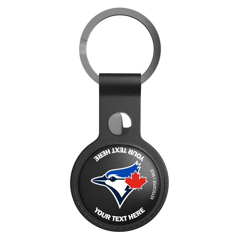 Toronto Blue Jays Personalized Insignia AirTag Black Airtag Holder Flat.Jpg