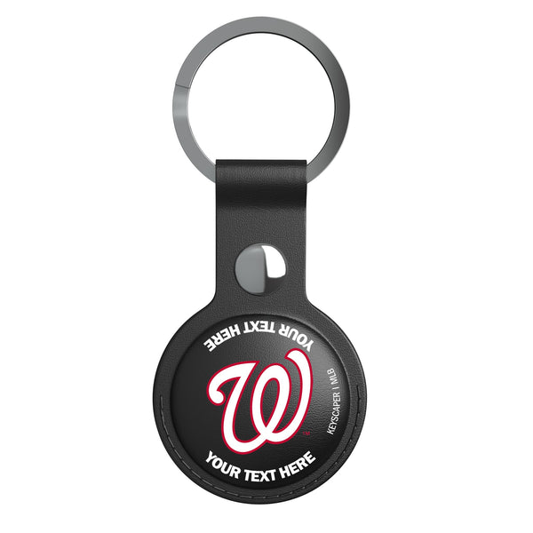 Washington Nationals Personalized Insignia AirTag Black Airtag Holder Flat.Jpg