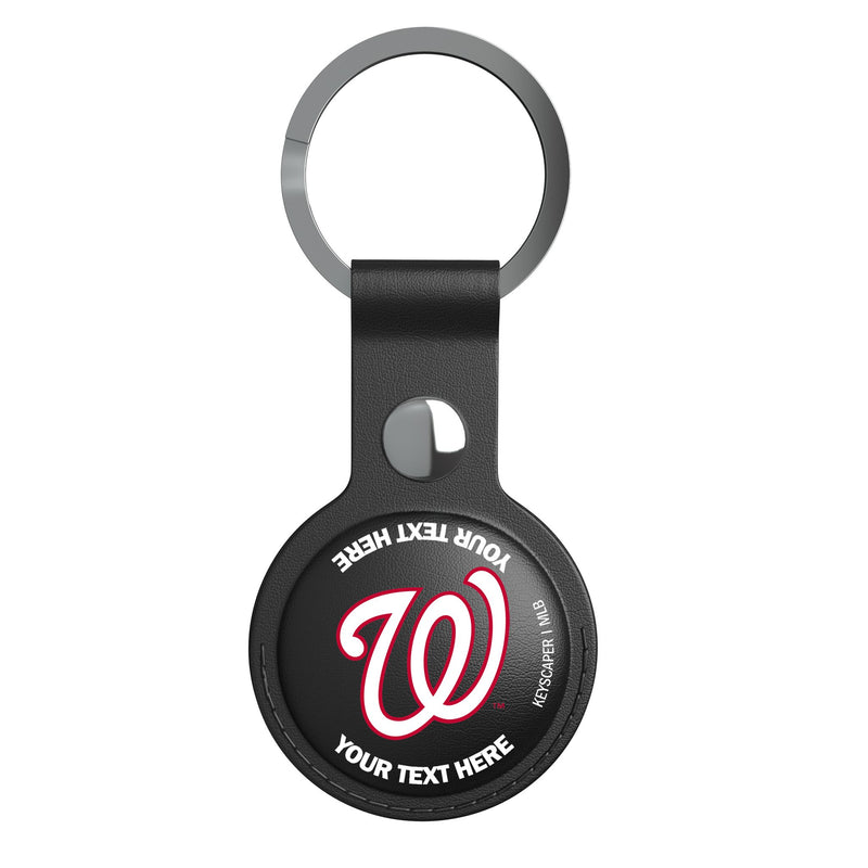 Washington Nationals Personalized Insignia AirTag Black Airtag Holder Flat.Jpg