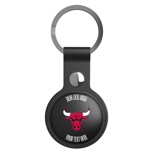 Chicago Bulls Personalized Insignia AirTag Black Airtag Holder Flat.Jpg