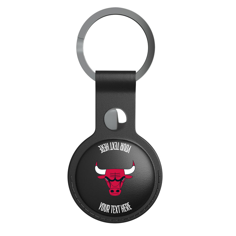 Chicago Bulls Personalized Insignia AirTag Black Airtag Holder Flat.Jpg