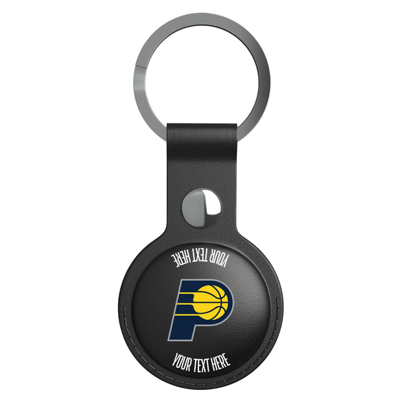 Indiana Pacers Personalized Insignia AirTag Black Airtag Holder Flat.Jpg