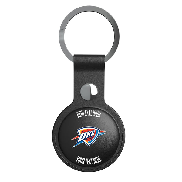 Oklahoma City Thunder Personalized Insignia AirTag Black Airtag Holder Flat.Jpg
