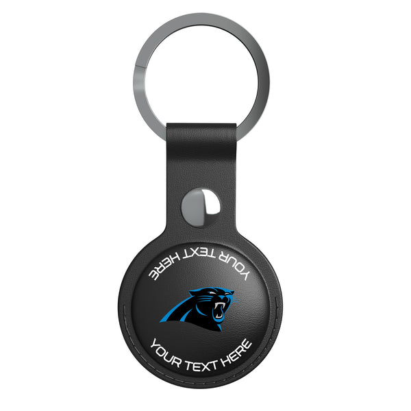 Carolina Panthers Personalized Insignia AirTag Black Airtag Holder Flat.Jpg