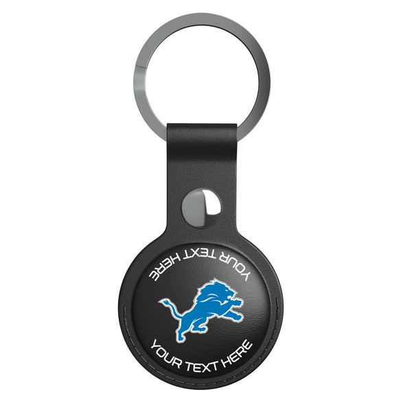 Detroit Lions Personalized Insignia AirTag Black Airtag Holder Flat.Jpg