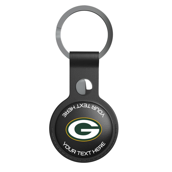 Green Bay Packers Personalized Insignia AirTag Black Airtag Holder Flat.Jpg