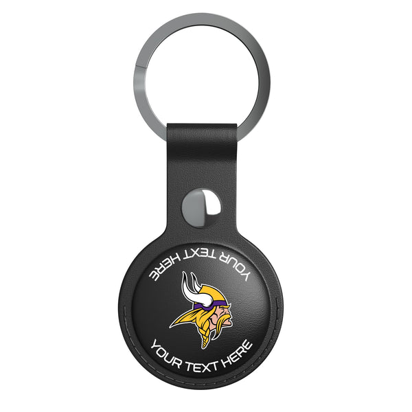 Minnesota Vikings Personalized Insignia AirTag Black Airtag Holder Flat.Jpg