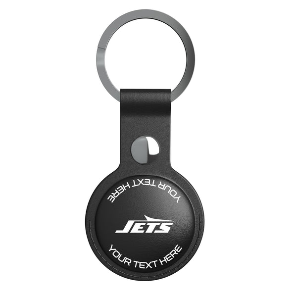 New York Jets Personalized Insignia AirTag Black Airtag Holder Flat.Jpg