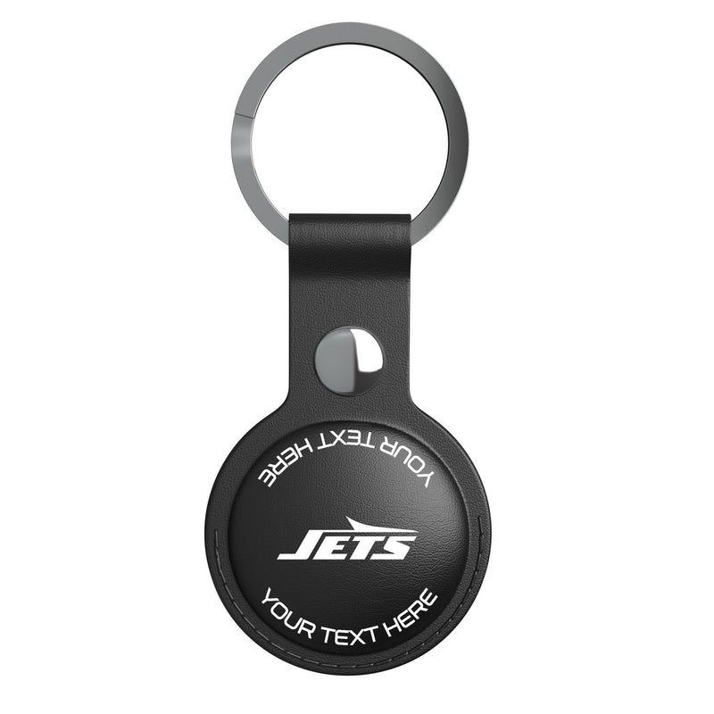 New York Jets Personalized Insignia AirTag Black Airtag Holder Flat.Jpg