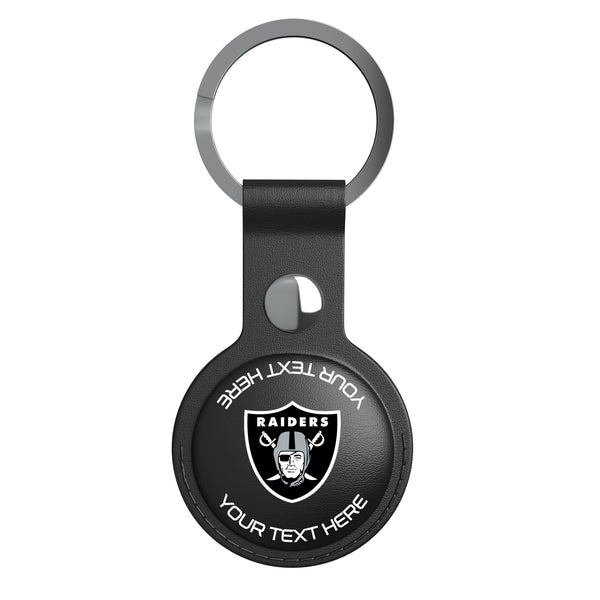 Las Vegas Raiders Personalized Insignia AirTag Black Airtag Holder Flat.Jpg