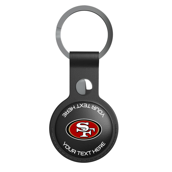 San Francisco 49ers Personalized Insignia AirTag Black Airtag Holder Flat.Jpg